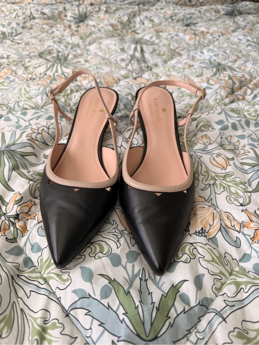 kate spade Black and Nude Pointed Slingback Heels